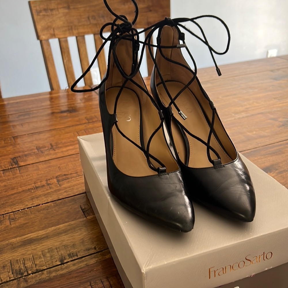 Franco Sarto Black lace up heels. Size 7.5.